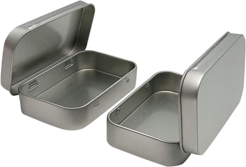 6 Pcs Mini Metal Hinged Tin Box Container Kit with Lid for Home Storage, 3.7x2.3x0.8 Inch, Silver