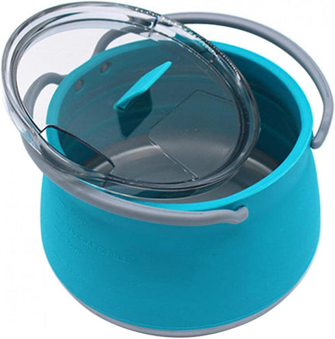 Camp Cookware Folding Saucepan, Hiking Silicone Water Kettle with Lid, Travel Camping Pot (Blue)