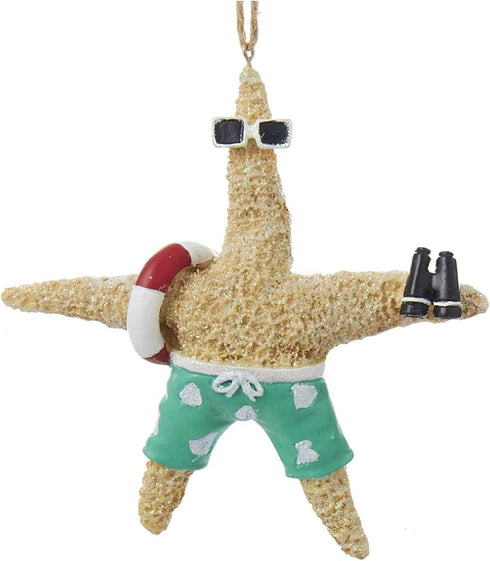 Kurt Adler Beach Style Tan Starfish Couple Decorative Holiday Christmas Tree Ornament Set (2 Pack)