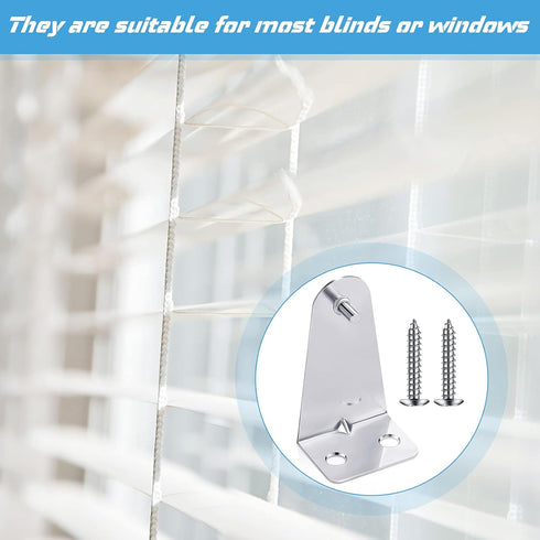 Set of 8 Metal Hold Down Brackets - Silver Blinds Brackets with Screws for Horizontal Blinds
