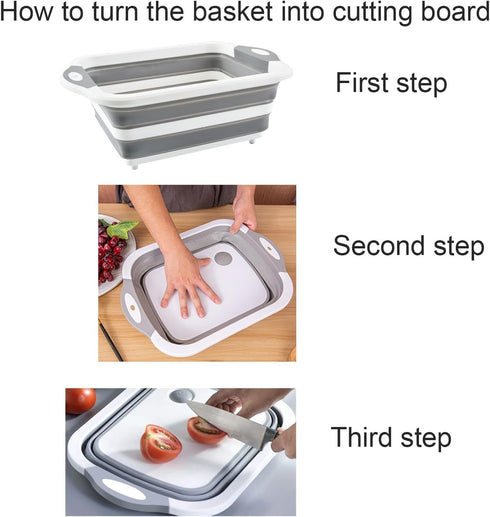 Camping Collapsible Cutting Board, BBQ PrepTub with Lid, Multifunctional Storage Basket for Camping Kitchen
