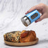 Salt and Pepper Shakers Stainless Steel and Glass Set with Adjustable Pour Holes, Blue