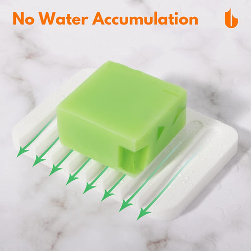 Urbanstrive Counter Soap Dish Shower Waterfall Soap Tray Holder for Bathroom, Kitchen, Top, Flexible Silicone, Keep