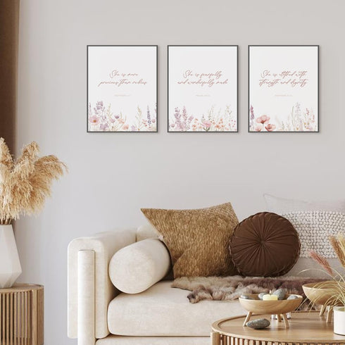 8x10,Girl Gift,Set 3 PLKMN PLKMK Pink Christian Nursery Decor,Wildflower Nursery Wall Art Prints Nursery Wall Art