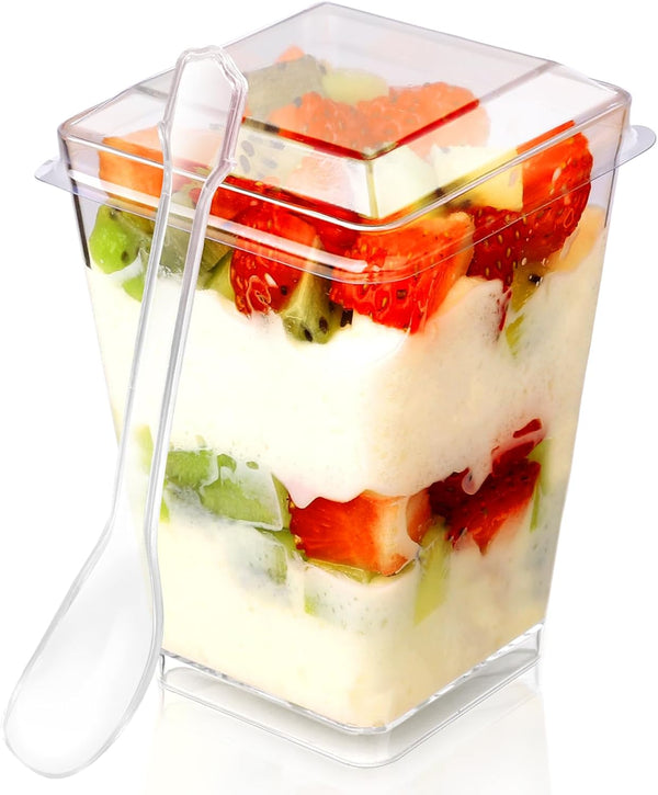 FIFWVGP 5 oz 60Pcs Plastic Dessert Cups With Lids and Spoons, Yogurt Parfait