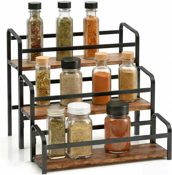 DTUQYX Coffee Syrup Organizer 3-Tier: Vintage Coffee Syrup Rack 12 Bottles Capacity,