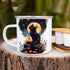 Mystical Black Cat Full Moon Enamel Camp Mug, Fall Halloween Spooky Outdoor Camping Coffee Cup, 12oz