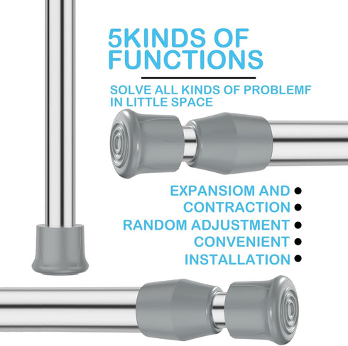 AIZESI Short Spring Tension Curtain Rod, Silver, 16"-28" (4 Pcs)
