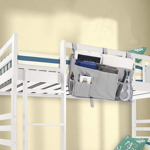 Bedside Caddy, Hanging Under Bed Storage Organizer Bag with 8 Pockets for College Dorm Rooms and Hospital Bed Rails