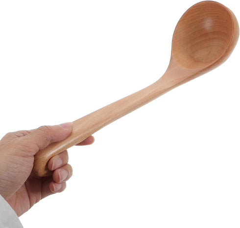 Alipis 2pcs Long Handle Spoon with Hook, Japanese Bamboo Spoons for Ramen, Vintage Acacia Ice Cream Scoop