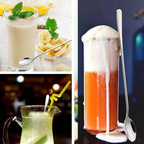 8 Inch Long Handle Iced Tea Spoons, 4pcs Premium Stainless Steel Coffee Spoon Set for Mixing, Milkshake, Cold Drink