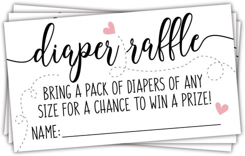 50 Sweet Heart Diaper Raffle Tickets for Gender Neutral Baby Shower Game