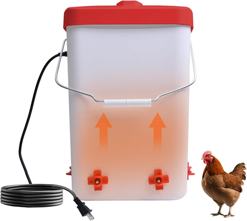 Tetuga Heated Chicken Waterer 3 Gallon Poultry Water Heater with 4 Nipples