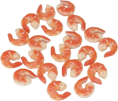 20PCS 1.14 Inches Artificial Shrimp Figures Fake Peeled Shrimp Simulated Cooked Prawn