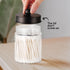 Amolliar Farmhouse Qtip Holder Dispenser for Cotton Swabs, Clear Plastic Apothecary Jar for Bathroom Countertop