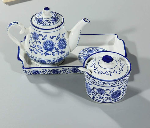 123Arts Flower Relief Ceramic Sugar Bowl, Spice Jar with Lid and Spoon, Seasoning Jar