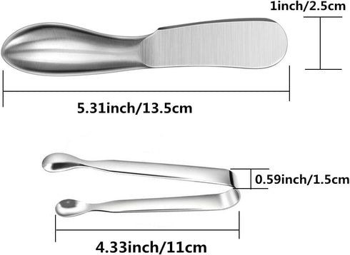 Spreader Knife Set,6-Piece Cheese and Butter Spreader Knives,Mini Serving Tongs,Stainless Steel Multipurpose Butter Knives (Silver) by Accfore