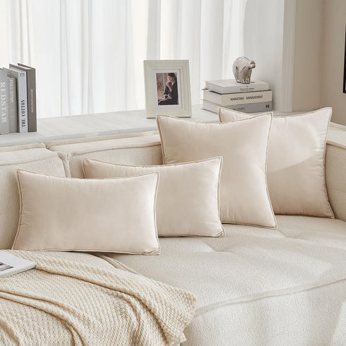 MIULEE Pack of 2 Decorative Velvet Throw Pillow Covers, 20x20 Inch Cream White Cushion Case for Sofa