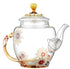 Teabloom Glass Blooming Tea Teapot for Women, Blue Rose Floral Teapot with Gold, 10.15oz/300ml Deep Coffee Color
