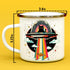 Retro UFO Cat Fish Abduction Enamel Campfire Mug, Fun Outdoor Camping Coffee Cup (12oz)