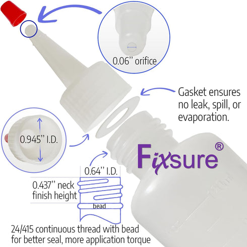 4 Oz (1) FIXSURE Plastic Squeeze Bottles with Red Tip Cap, Squirt Bottle For Ketchup, BBQ, Sauces, Syrup, Condiments