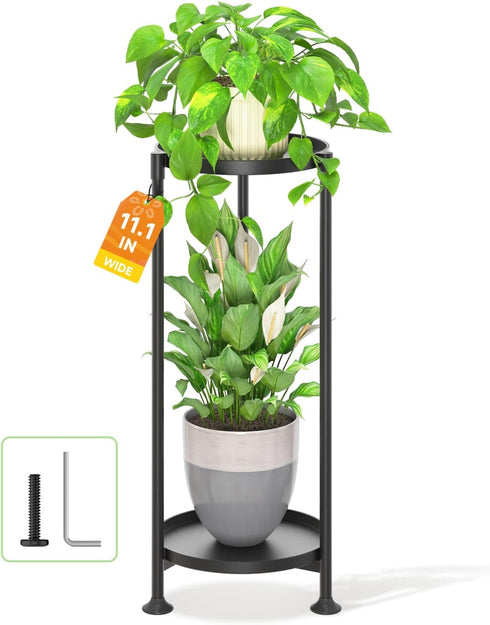 LASZOLA 2 Tier Black Plant Stand Indoor for Large Tall Heavy Duty