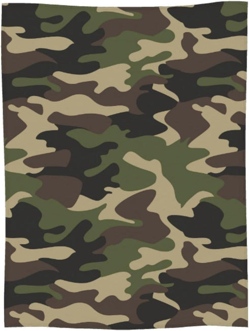 Perinsto 60"X50" Military Camouflage Pattern Throw Blanket Ultra Soft Warm All Season Green Camo Decorative Fleece