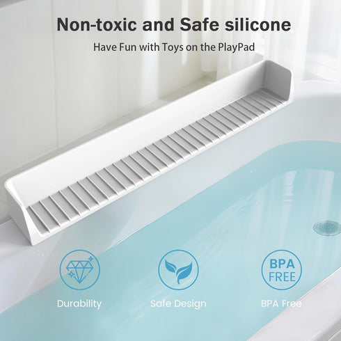 Blgiont Bathtub Splash Guard PlayPad Shelf Area with Strong Suction Cups, Toy Tray Caddy Holder Storage Over Tub