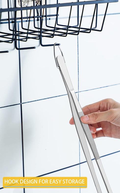 JETKONG Serving Tweezer Tongs - 9-Inch Cooking Tweezers, Set of 3 (9 Inch, Silver)