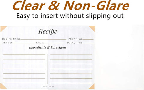 4x6 Recipe Card Protectors, 105 PACK - Thick Clear Recipe Card Covers with 56 Divider Labels, Plastic Sleeves