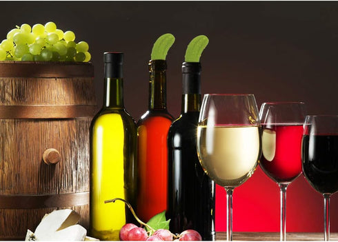 2 Packs Funny Pickle Wine Stoppers - Decorative Air Tight Reusable Silicone Bottle Stopper, Unique Wine Lovers Gift for