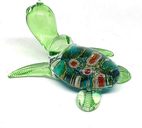 ZOOCRAFT Sea Turtle Hand Blown Glass Figurine, Collectible Aquarium Miniature Home Garden Decor, Personalized Gift