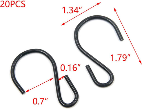 T Tulead S-Shape Hooks Hanger Hook, Black Light Duty Ornament Hooks, Small Iron Connector Pack of 20