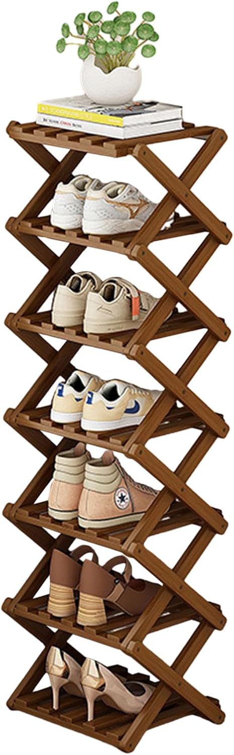 Comeon Shoes Rack for Front Door,Space Saving Wooden Shoes Organizer Entryway Corner