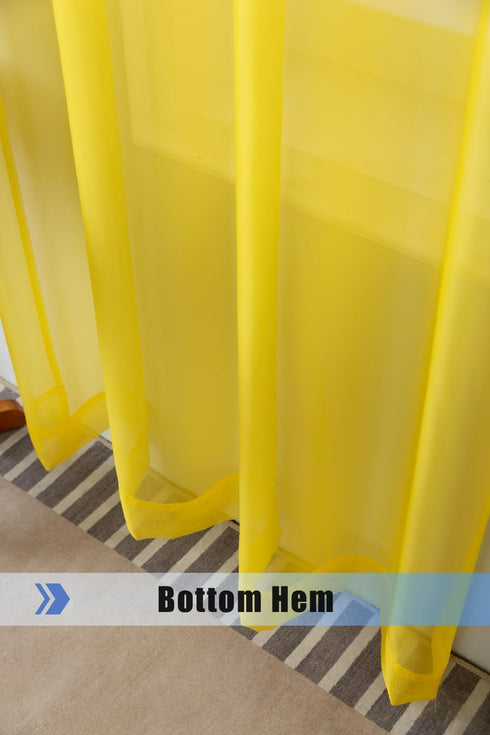 WPM Yellow Sheer Curtains 58" Wide x 84" Long, 2 Panels Rod Pocket Voile Livingroom Window Treatment
