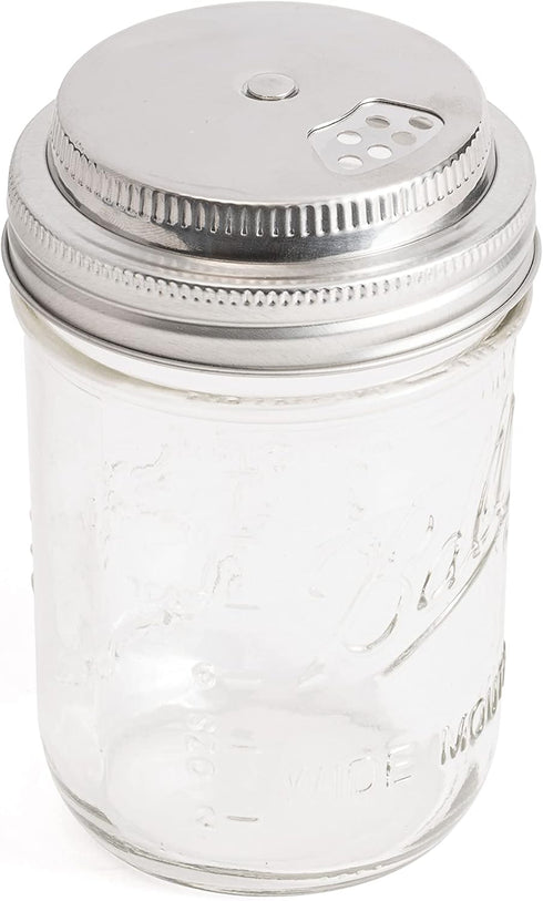Jarware Stainless Steel Spice Shaker, Wide Mouth Mason Jar Spice Lid