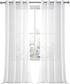 DWCN White Sheer Curtains - Set of 2 Panels, Faux Linen Look Grommet Window Drapes for Bedroom Living Room