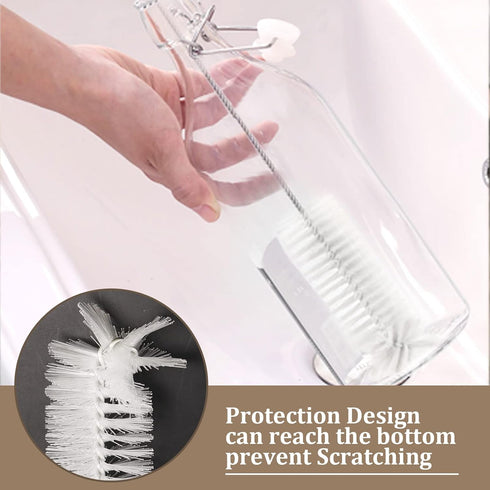 8 Pcs Bottle and Straw Cleaner Brush, Long Deep Nylon Brush with Bendable Stainless Steel Handles for Bottles and Pipes