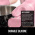 Gorilla Grip Heat and Slip Resistant 4 Piece Silicone Oven Mitt and Trivets Set, Waterproof, Cotton Lined, Pink