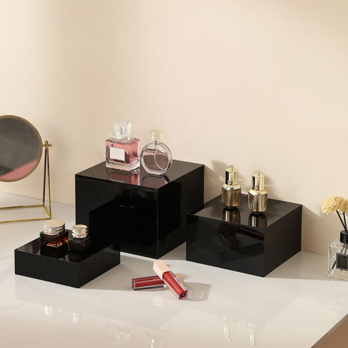 Sets 3 set,retail counter,Nesting Bottoms(Black,1Set) of Acrylic Catering Supplies Display Stand Buffet Risers
