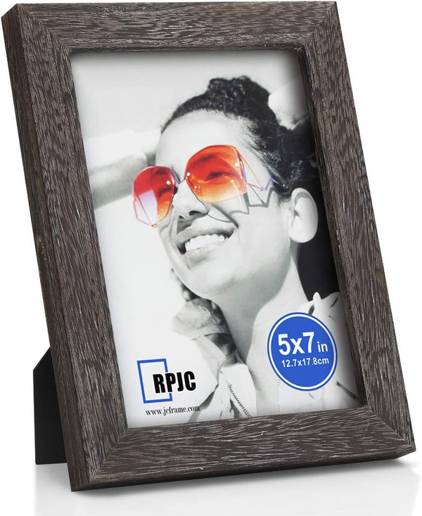RPJC 5x7 Picture Frames, Solid Wood High Definition Glass for Table Top Display and Wall Mounting