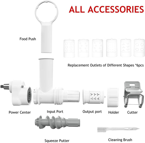 Kitchenaid Stand Mixer Pasta Attachment with 6 Different Shapes, Durable Mixer Accessories