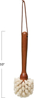 Dark Brown Beech Wood Dish Brush with Leather Strap