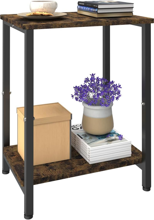 Tigerden 2 Tier Side Table, Heavy Duty End Table with Shelves, Narrow nightstand