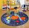 Blue Solar System Kids Area Rug - Educational Learning Carpet for Playroom & Nursery (39" Round)