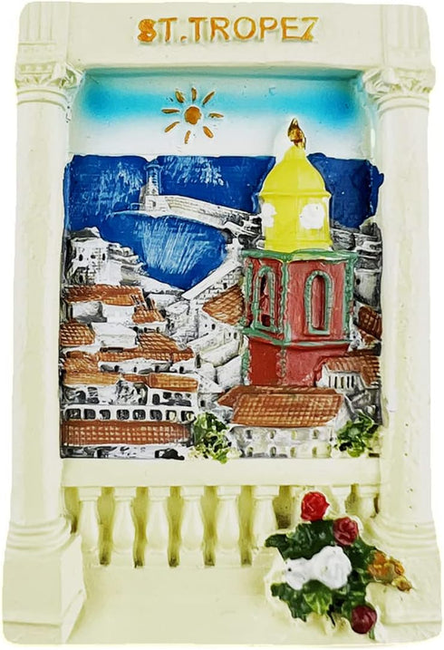 Saint-Tropez France Refrigerator Magnet, 3D Hand Painted Craft Travel Souvenir Fridge Decoration