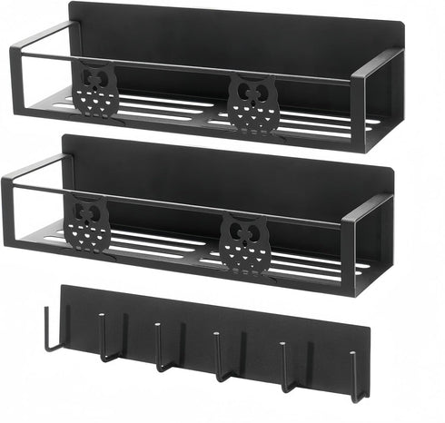 Magnetic Spice Rack for Refrigerator, Magnetic Shelf Organizer for Fridge Side, Small Kitchen Storage Rack with Hooks