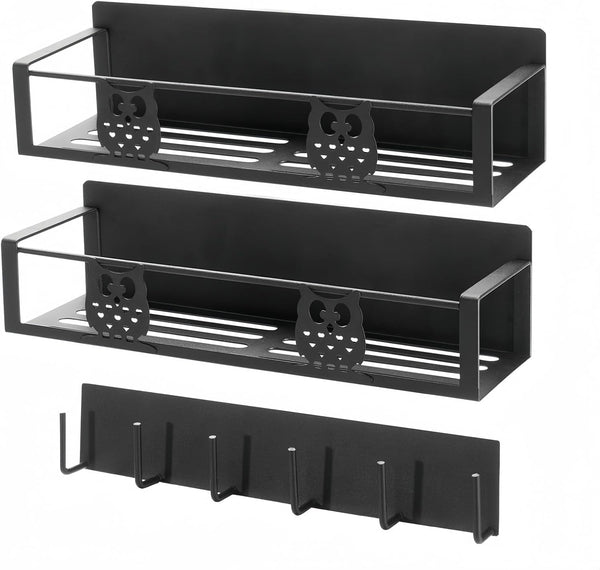 Magnetic Spice Rack for Refrigerator, Magnetic Shelf Organizer for Fridge Side, Small Kitchen Storage Rack with Hooks