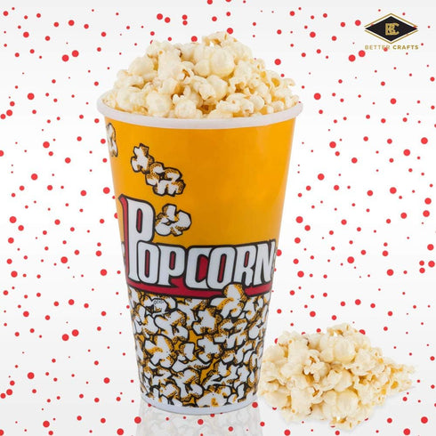 Set of 6 Yellow Popcorn Bowl Tubs, 7 x 4.5 Inches, Perfect for Movie Night, Parties, and More!