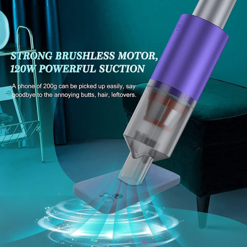Mini Vacuum Cleaner Cordless, Portable with Two-speeds Adjustable, USB Charging, 120W Brushless Motor, 15KPa Suction